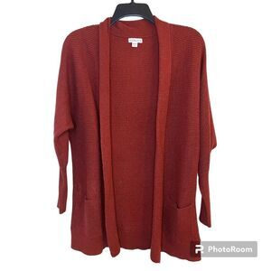 Merona Maroon Long Sleeve Open Front Bat Wing Knit Cardigan Sweater Size XS